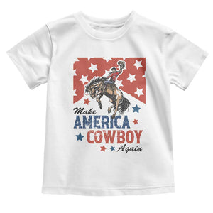 Make America Cowboy Again Patriotic Western Toddler T Shirt Bucking Bronco Star Spangled USA Flag Inspired Country TS02 White Print Your Wear
