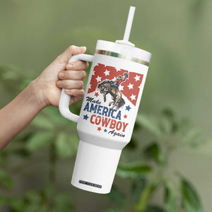 Make America Cowboy Again Patriotic Western Tumbler With Handle Bucking Bronco Star Spangled USA Flag Inspired Country TS02 Print Your Wear