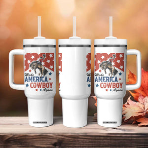 Make America Cowboy Again Patriotic Western Tumbler With Handle Bucking Bronco Star Spangled USA Flag Inspired Country TS02 Print Your Wear