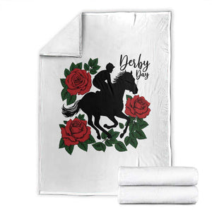 Vintage Jockey and Roses Horse Racing Graphic Throw Blanket Classic Derby Day Fan TS02 White Print Your Wear