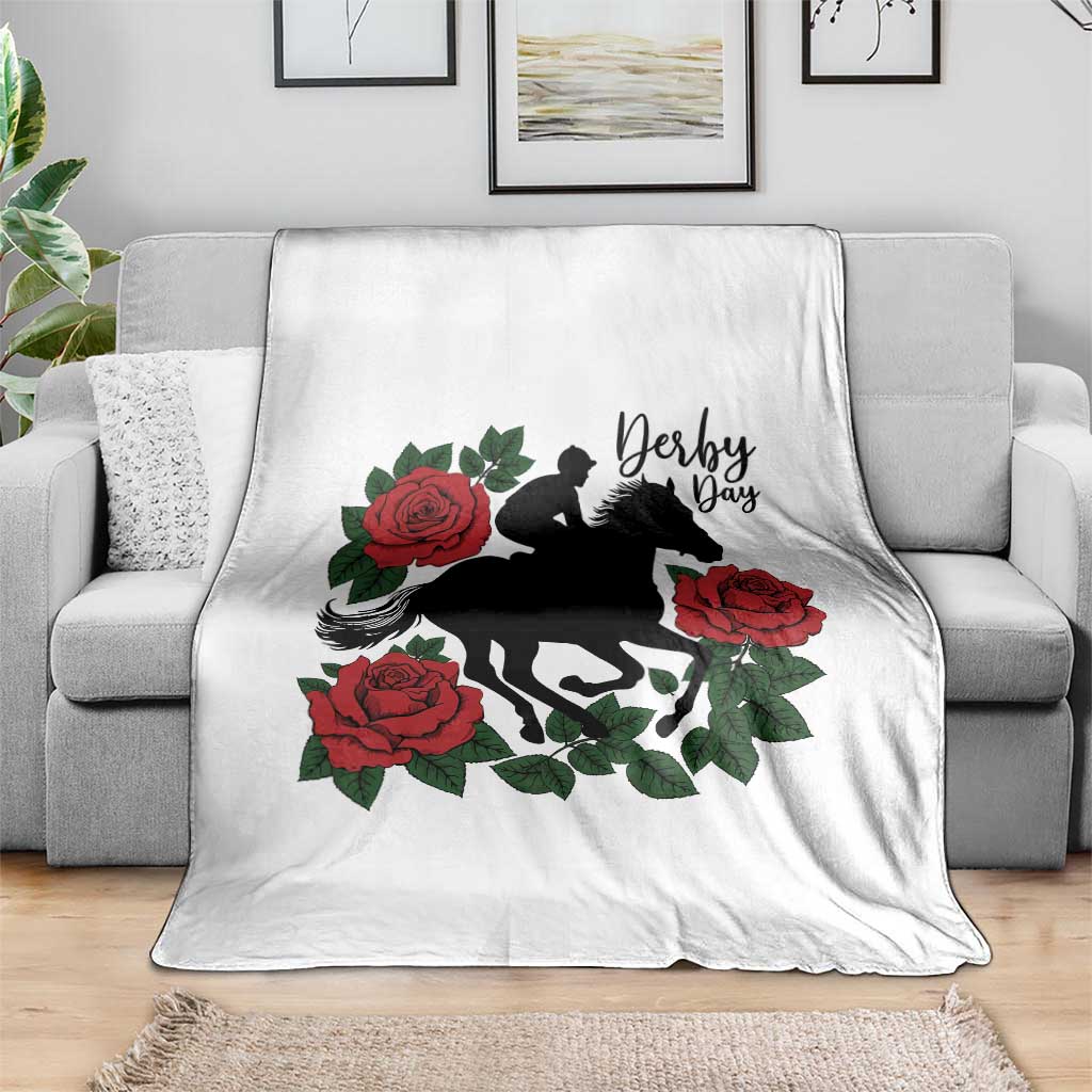Vintage Jockey and Roses Horse Racing Graphic Throw Blanket Classic Derby Day Fan TS02 Print Your Wear