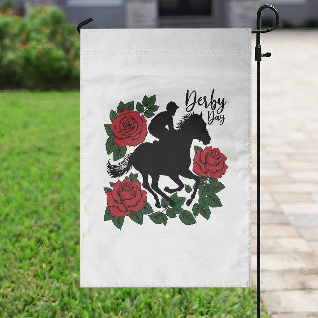 Vintage Jockey and Roses Horse Racing Graphic Garden Flag Classic Derby Day Fan TS02 Print Your Wear