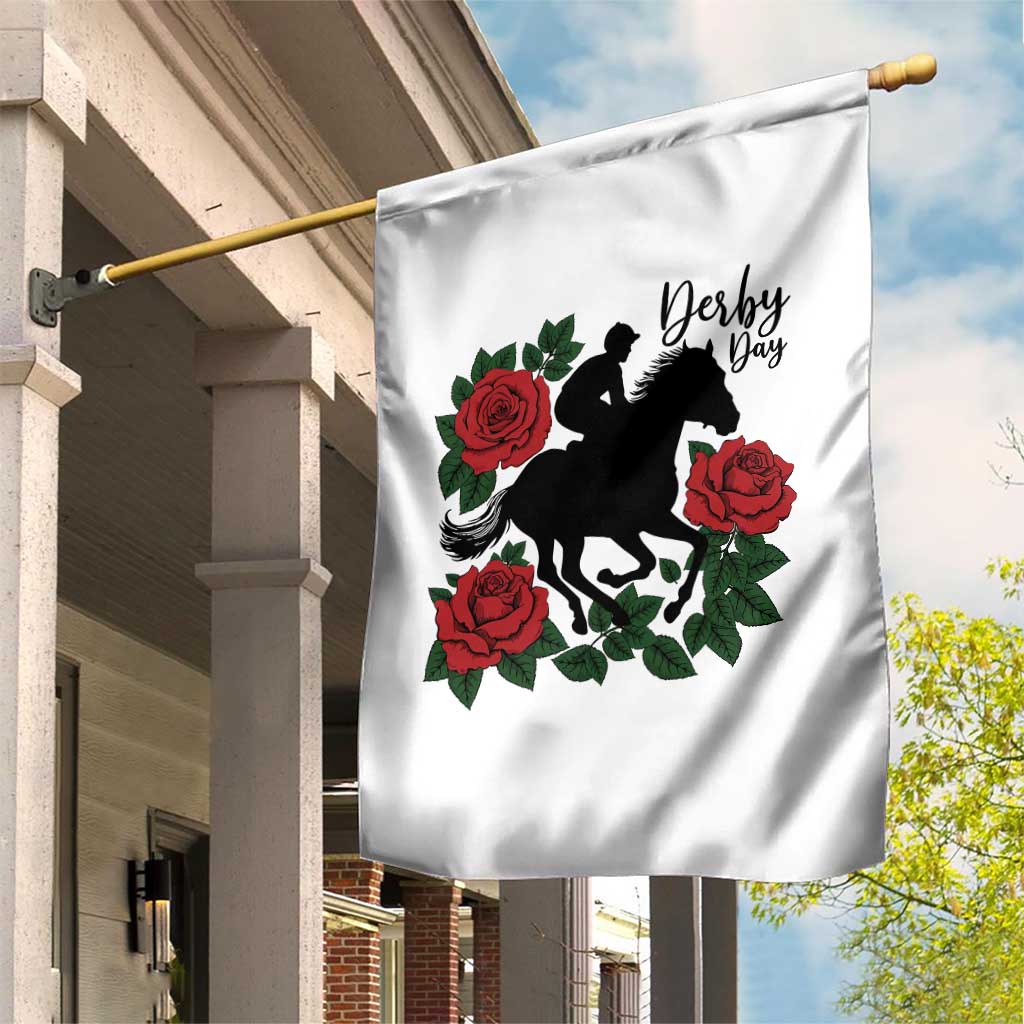 Vintage Jockey and Roses Horse Racing Graphic Garden Flag Classic Derby Day Fan TS02 Print Your Wear