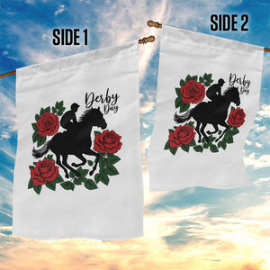 Vintage Jockey and Roses Horse Racing Graphic Garden Flag Classic Derby Day Fan TS02 Print Your Wear