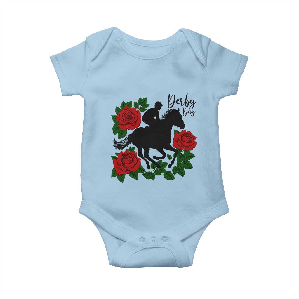 Vintage Jockey and Roses Horse Racing Graphic Baby Onesie Classic Derby Day Fan TS02 Light Blue Print Your Wear