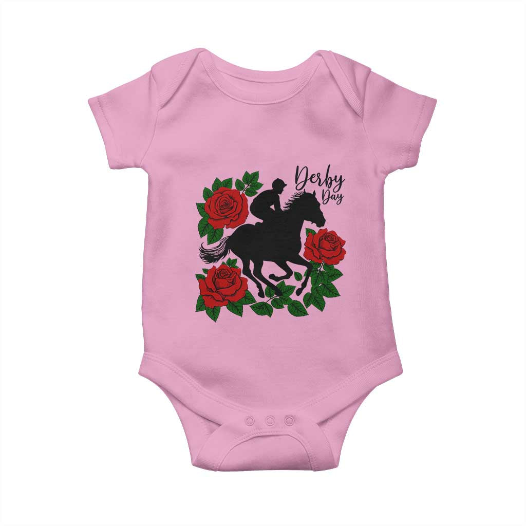 Vintage Jockey and Roses Horse Racing Graphic Baby Onesie Classic Derby Day Fan TS02 Light Pink Print Your Wear