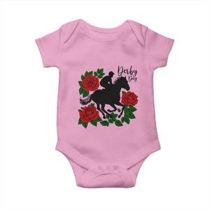 Vintage Jockey and Roses Horse Racing Graphic Baby Onesie Classic Derby Day Fan TS02 Light Pink Print Your Wear