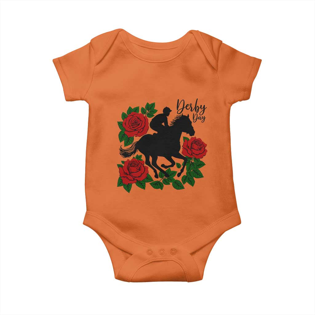 Vintage Jockey and Roses Horse Racing Graphic Baby Onesie Classic Derby Day Fan TS02 Orange Print Your Wear