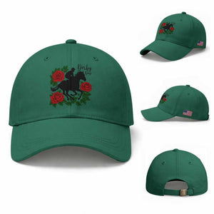 Vintage Jockey and Roses Horse Racing Graphic Baseball Cap Classic Derby Day Fan TS02 Baseball Cap Universal Fit Irish Green Print Your Wear