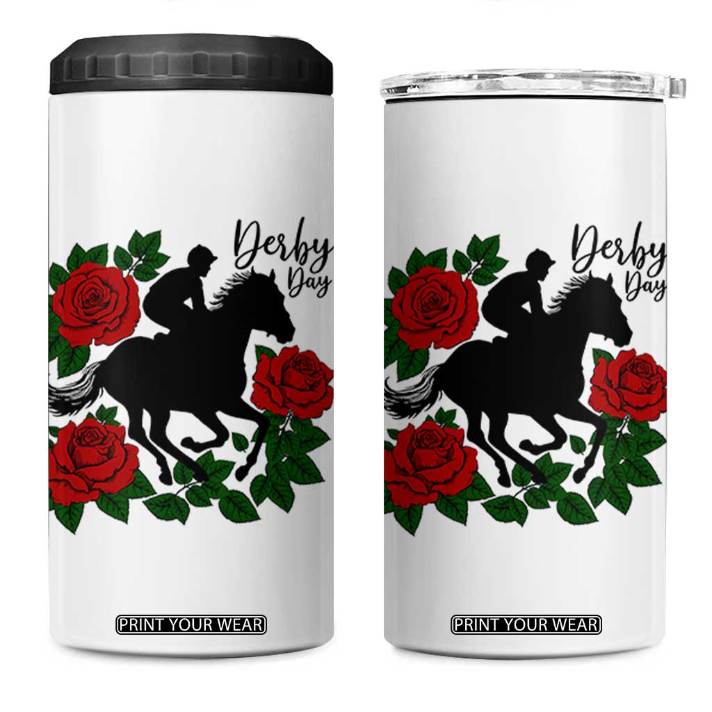 Vintage Jockey and Roses Horse Racing Graphic 4 in 1 Can Cooler Tumbler Classic Derby Day Fan TS02 One Size: 16 oz White Print Your Wear