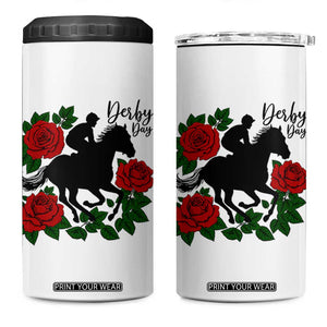 Vintage Jockey and Roses Horse Racing Graphic 4 in 1 Can Cooler Tumbler Classic Derby Day Fan TS02 One Size: 16 oz White Print Your Wear