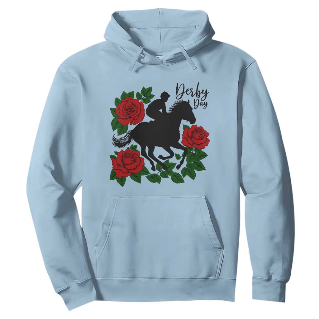 Vintage Jockey and Roses Horse Racing Graphic Hoodie Classic Derby Day Fan TS02 Light Blue Print Your Wear