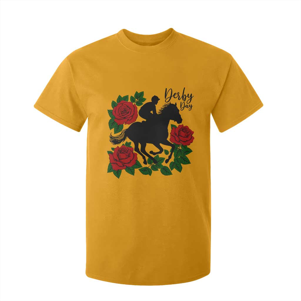 Vintage Jockey and Roses Horse Racing Graphic T Shirt For Kid Classic Derby Day Fan TS02 Gold Print Your Wear
