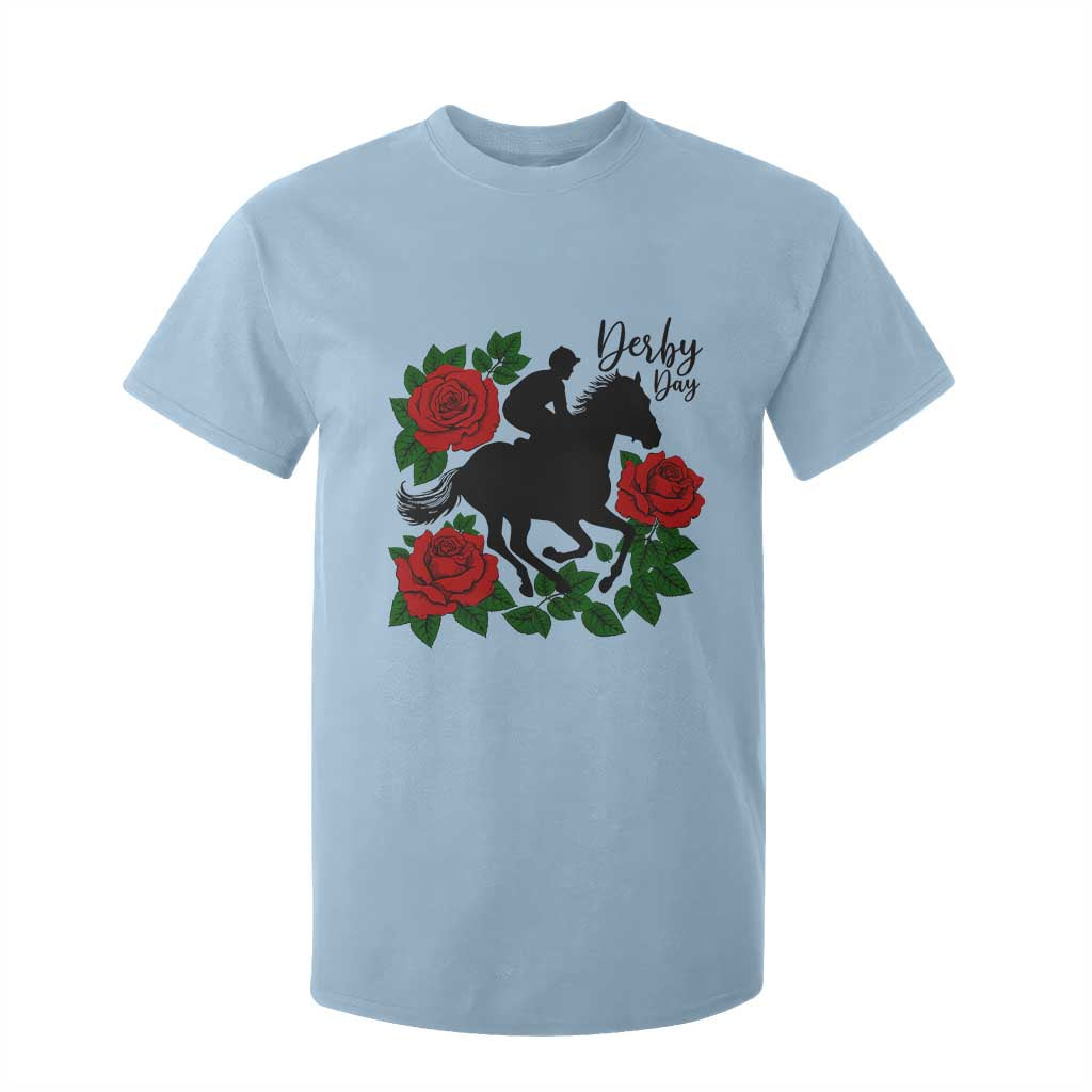 Vintage Jockey and Roses Horse Racing Graphic T Shirt For Kid Classic Derby Day Fan TS02 Light Blue Print Your Wear