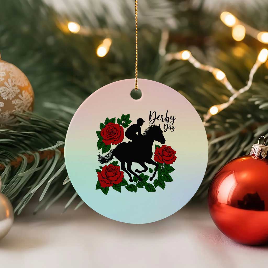 Vintage Jockey and Roses Horse Racing Graphic Ceramic Ornament Classic Derby Day Fan TS02 1pc Pastel Print Your Wear
