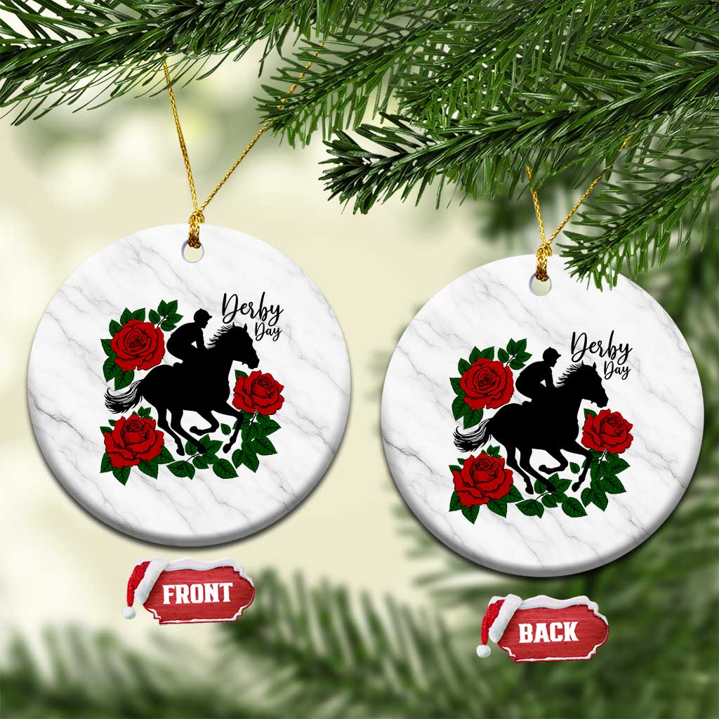 Vintage Jockey and Roses Horse Racing Graphic Ceramic Ornament Classic Derby Day Fan TS02 1pc White Marble Print Your Wear