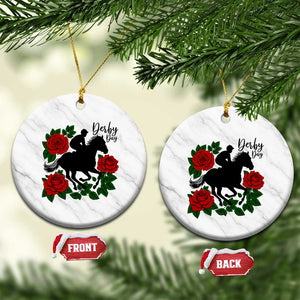 Vintage Jockey and Roses Horse Racing Graphic Ceramic Ornament Classic Derby Day Fan TS02 1pc White Marble Print Your Wear
