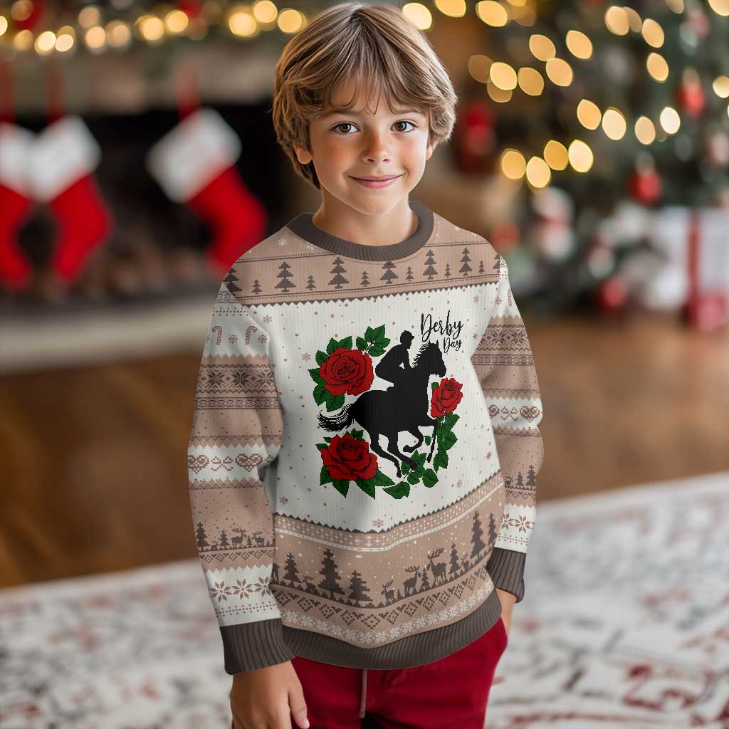 Vintage Jockey and Roses Horse Racing Graphic Ugly Christmas Sweater Classic Derby Day Fan TS02 Mocha Mousse Print Your Wear