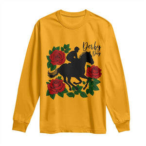 Vintage Jockey and Roses Horse Racing Graphic Long Sleeve Shirt Classic Derby Day Fan TS02 Gold Print Your Wear
