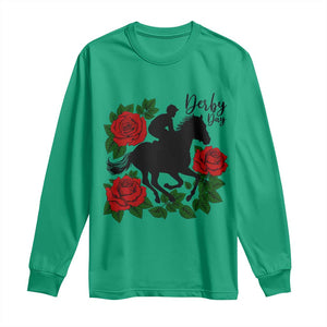 Vintage Jockey and Roses Horse Racing Graphic Long Sleeve Shirt Classic Derby Day Fan TS02 Irish Green Print Your Wear