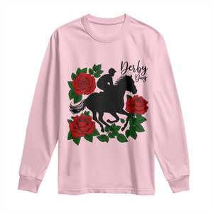 Vintage Jockey and Roses Horse Racing Graphic Long Sleeve Shirt Classic Derby Day Fan TS02 Light Pink Print Your Wear