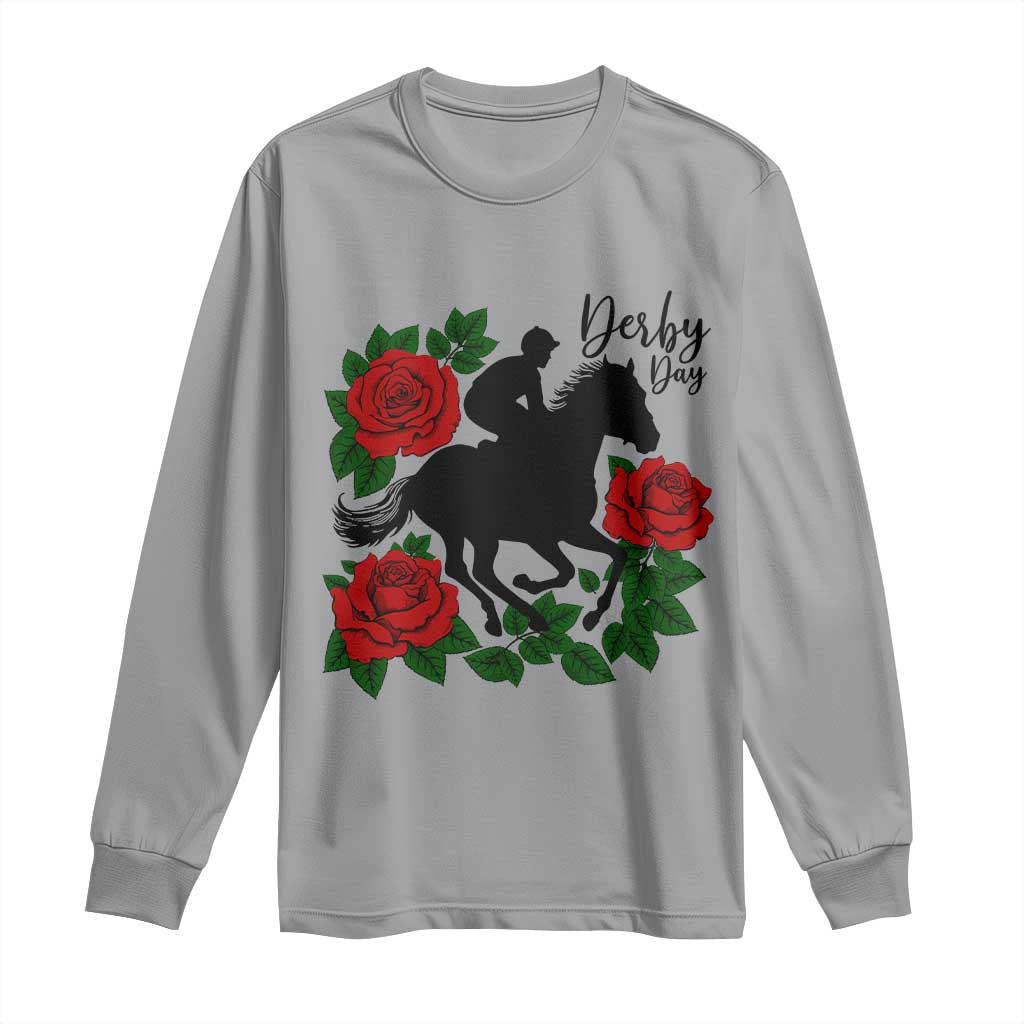 Vintage Jockey and Roses Horse Racing Graphic Long Sleeve Shirt Classic Derby Day Fan TS02 Sport Gray Print Your Wear