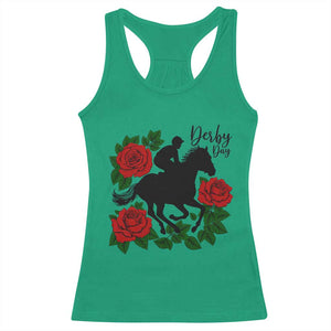 Vintage Jockey and Roses Horse Racing Graphic Racerback Tank Top Classic Derby Day Fan TS02 Irish Green Print Your Wear