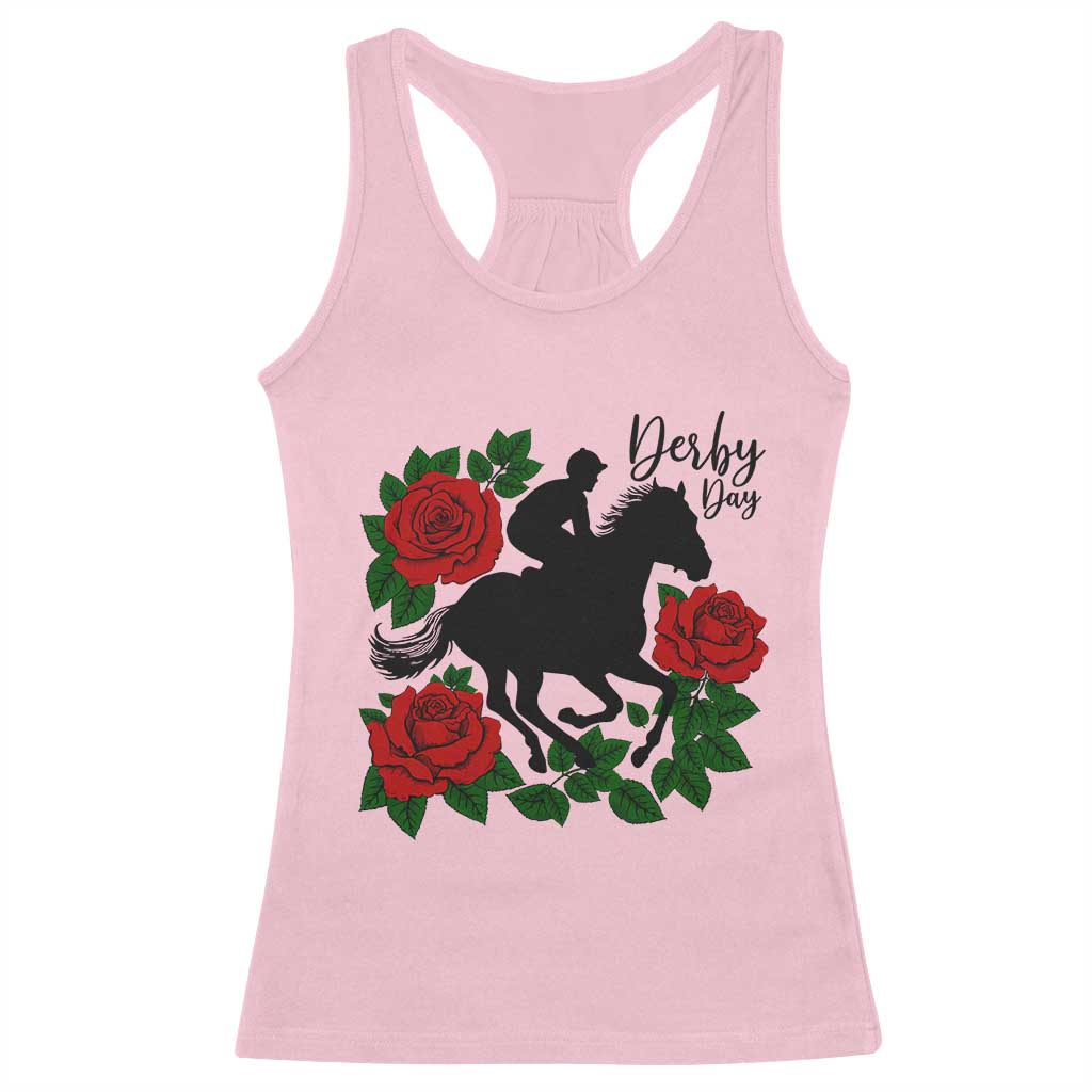 Vintage Jockey and Roses Horse Racing Graphic Racerback Tank Top Classic Derby Day Fan TS02 Light Pink Print Your Wear