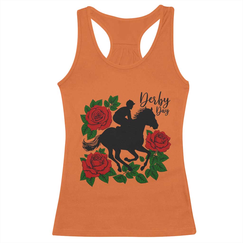 Vintage Jockey and Roses Horse Racing Graphic Racerback Tank Top Classic Derby Day Fan TS02 Orange Print Your Wear