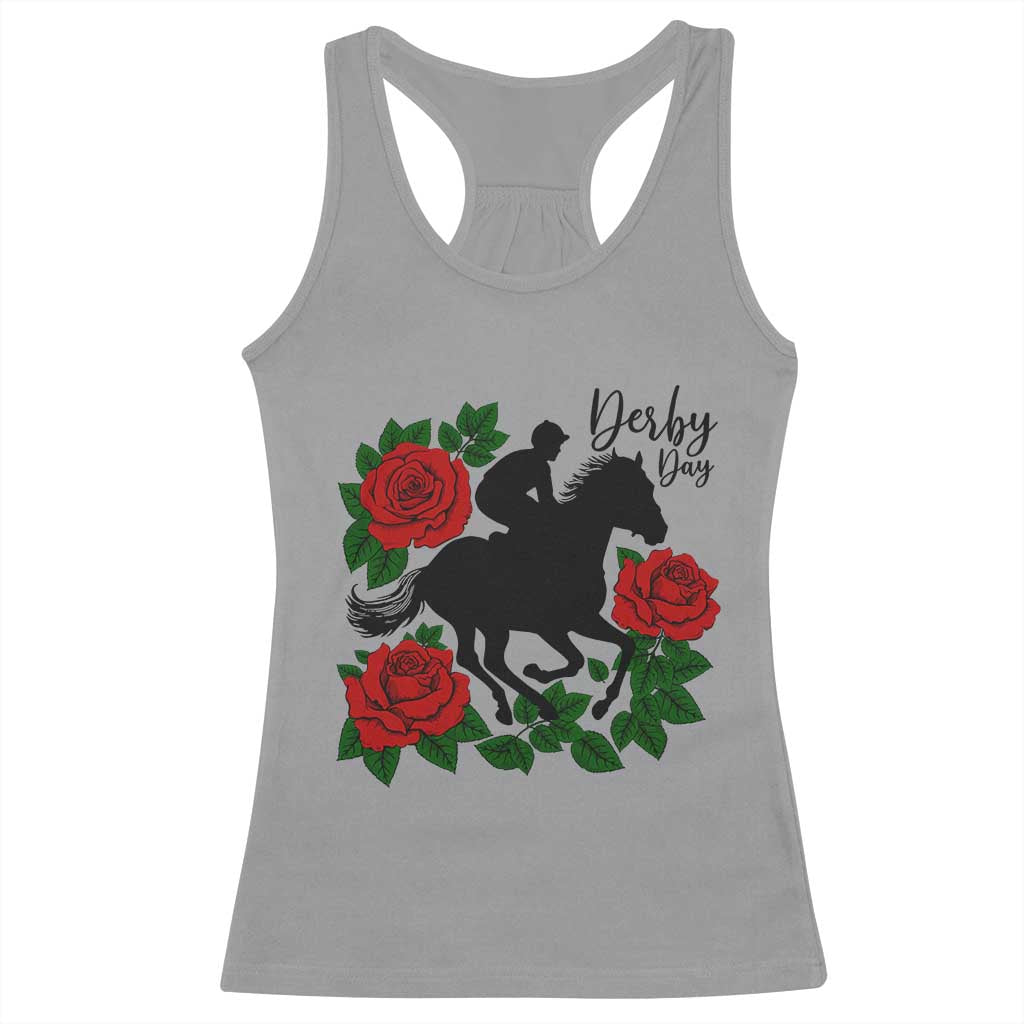 Vintage Jockey and Roses Horse Racing Graphic Racerback Tank Top Classic Derby Day Fan TS02 Sport Gray Print Your Wear