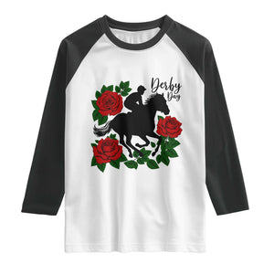 Vintage Jockey and Roses Horse Racing Graphic Raglan Shirt Classic Derby Day Fan TS02 White Black Print Your Wear