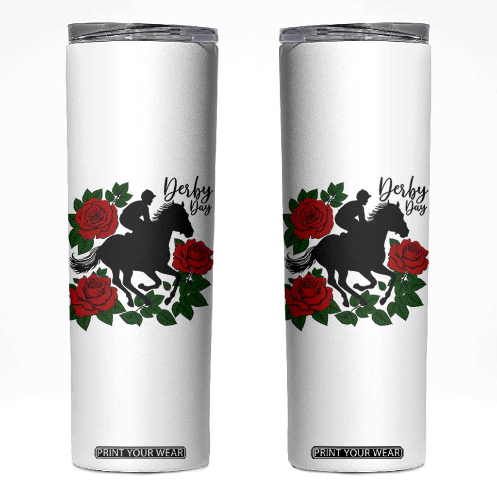 Vintage Jockey and Roses Horse Racing Graphic Skinny Tumbler Classic Derby Day Fan TS02 White Print Your Wear
