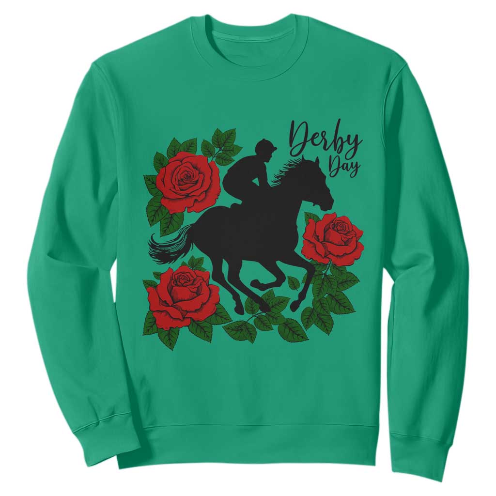 Vintage Jockey and Roses Horse Racing Graphic Sweatshirt Classic Derby Day Fan TS02 Irish Green Print Your Wear