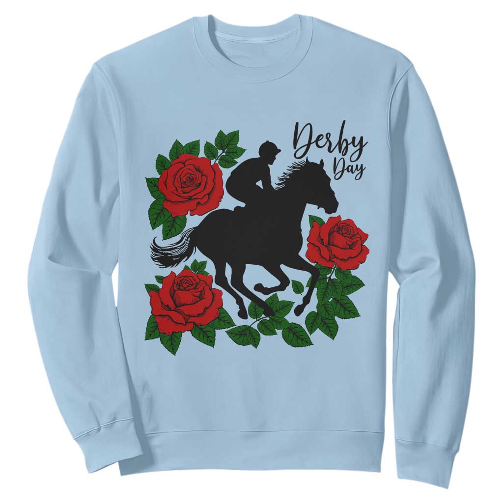Vintage Jockey and Roses Horse Racing Graphic Sweatshirt Classic Derby Day Fan TS02 Light Blue Print Your Wear