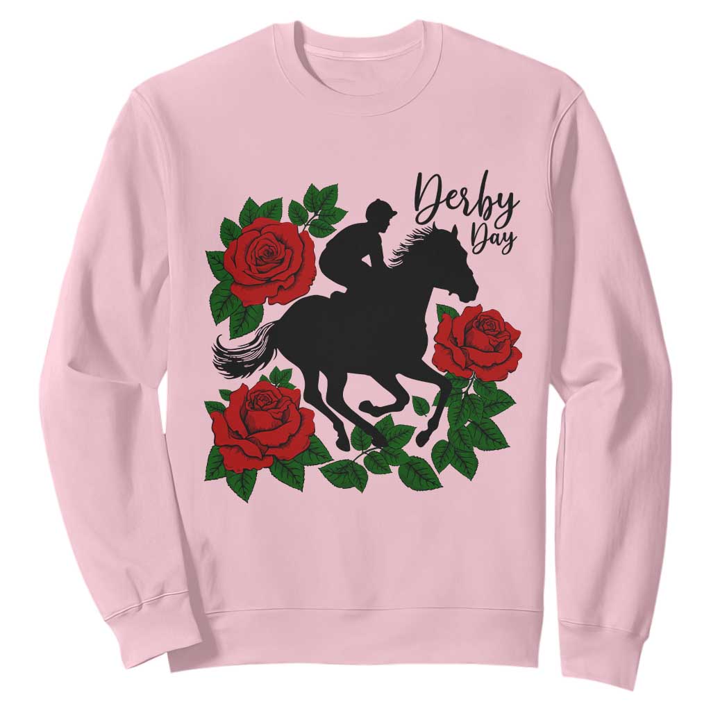 Vintage Jockey and Roses Horse Racing Graphic Sweatshirt Classic Derby Day Fan TS02 Light Pink Print Your Wear