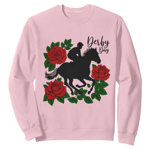 Vintage Jockey and Roses Horse Racing Graphic Sweatshirt Classic Derby Day Fan TS02 Light Pink Print Your Wear