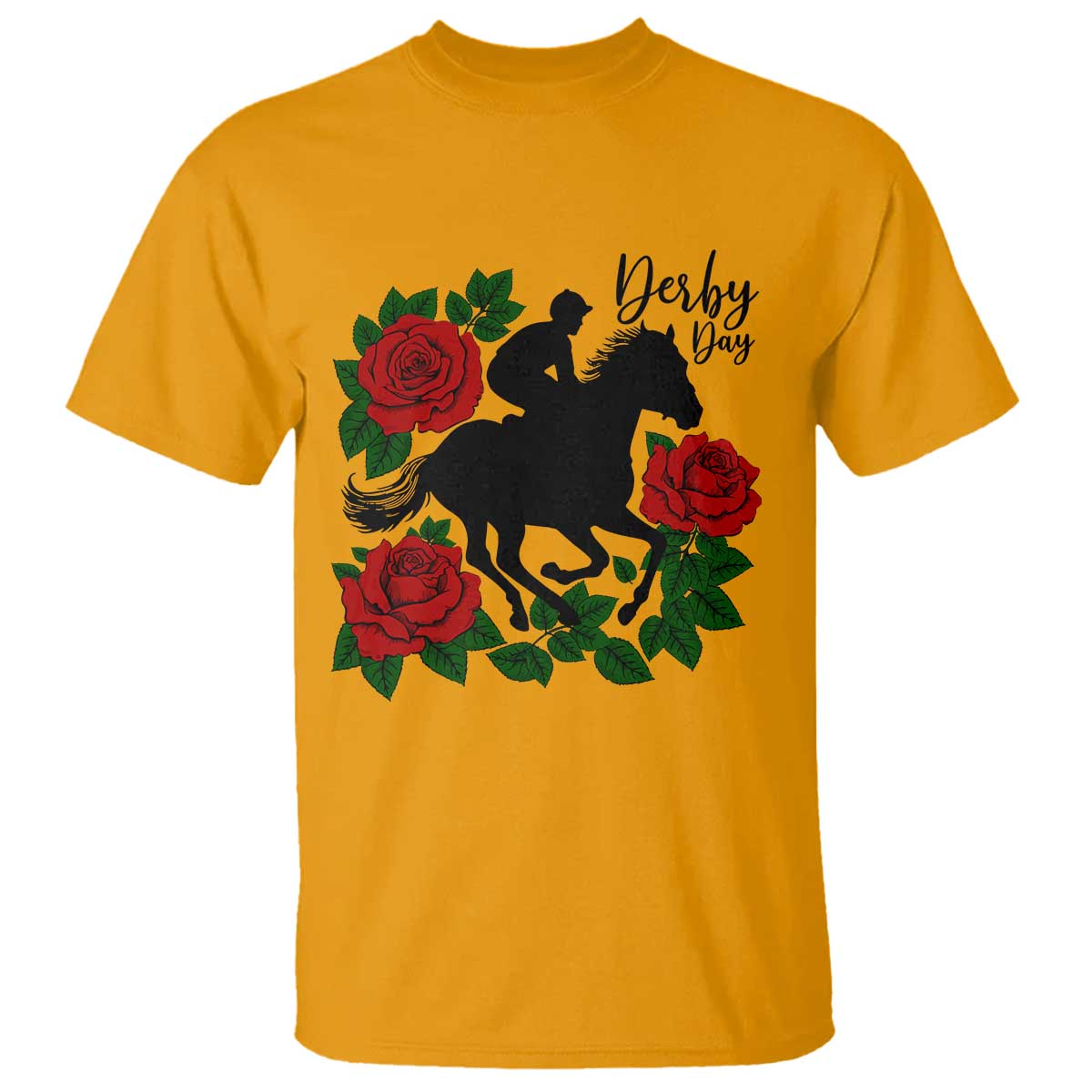 Vintage Jockey and Roses Horse Racing Graphic T Shirt Classic Derby Day Fan TS02 Gold Print Your Wear