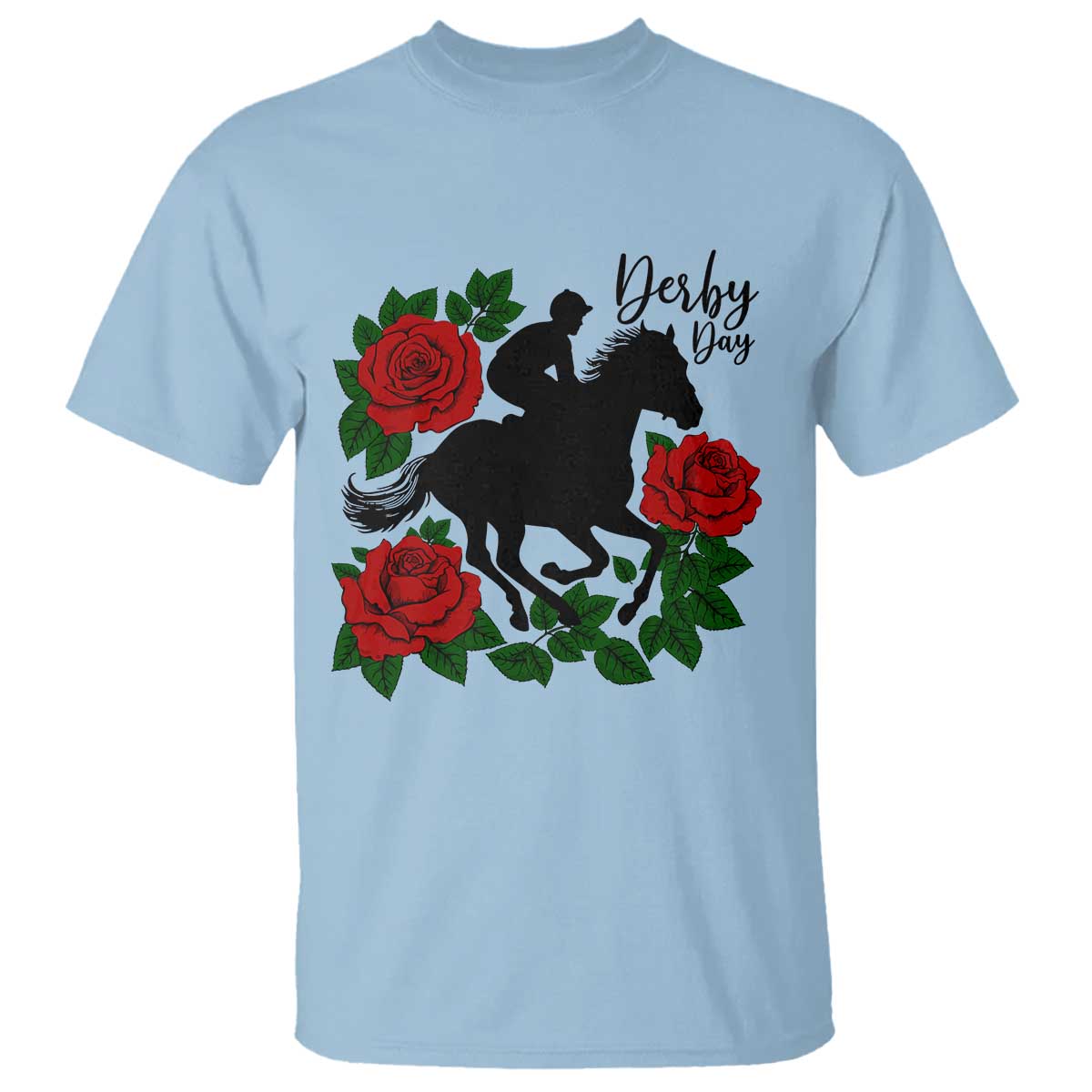 Vintage Jockey and Roses Horse Racing Graphic T Shirt Classic Derby Day Fan TS02 Light Blue Print Your Wear