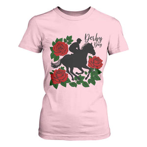 Vintage Jockey and Roses Horse Racing Graphic T Shirt For Women Classic Derby Day Fan TS02 Light Pink Print Your Wear
