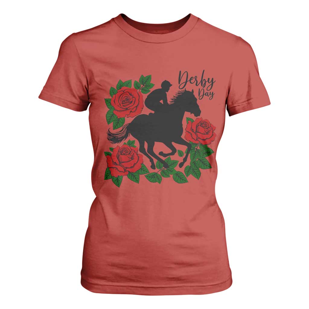 Vintage Jockey and Roses Horse Racing Graphic T Shirt For Women Classic Derby Day Fan TS02 Red Print Your Wear