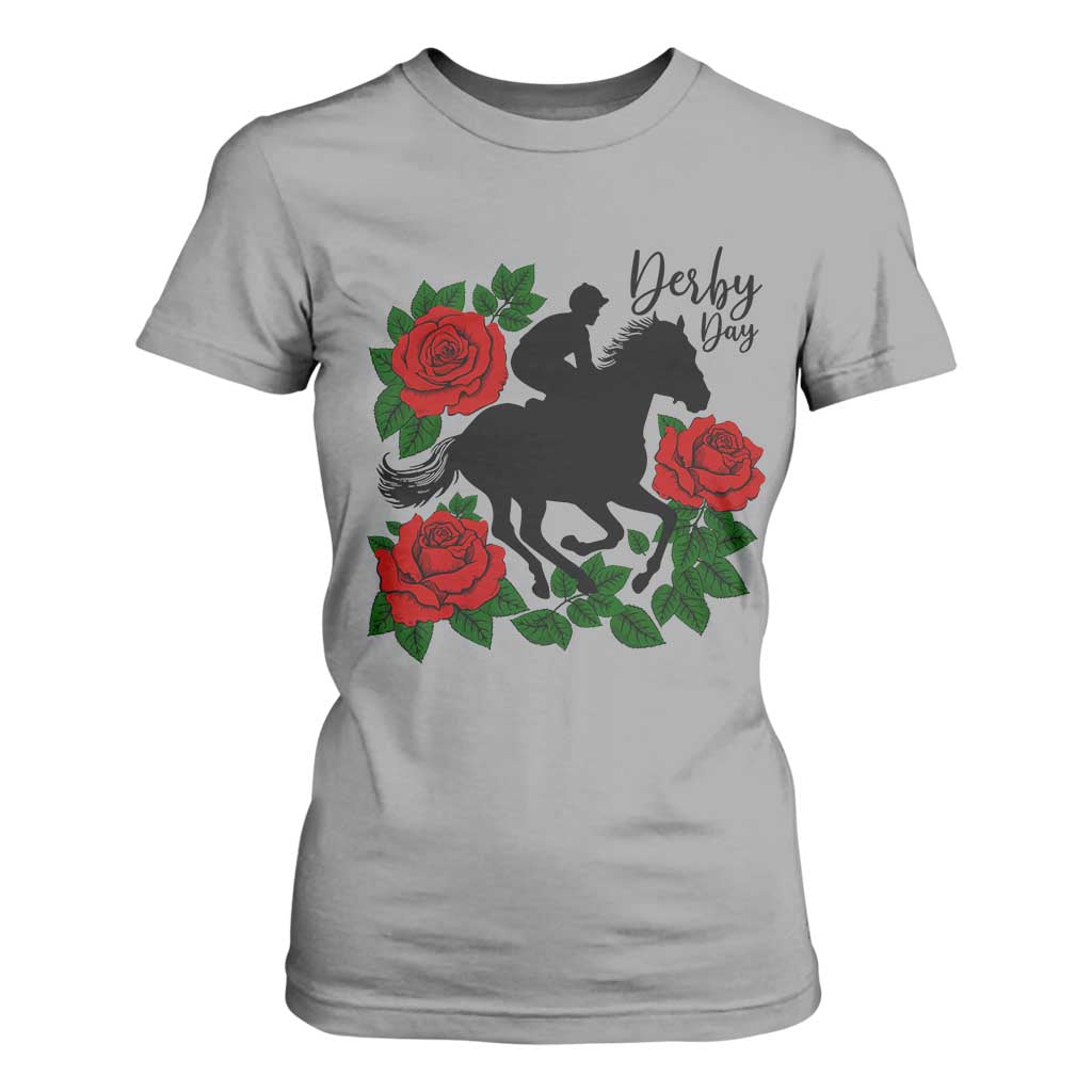 Vintage Jockey and Roses Horse Racing Graphic T Shirt For Women Classic Derby Day Fan TS02 Sport Gray Print Your Wear