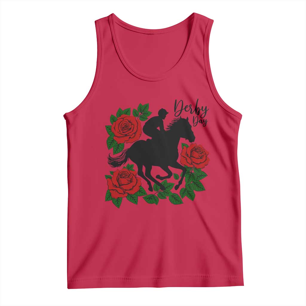 Vintage Jockey and Roses Horse Racing Graphic Tank Top Classic Derby Day Fan TS02 Red Print Your Wear