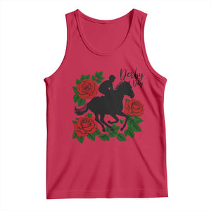 Vintage Jockey and Roses Horse Racing Graphic Tank Top Classic Derby Day Fan TS02 Red Print Your Wear