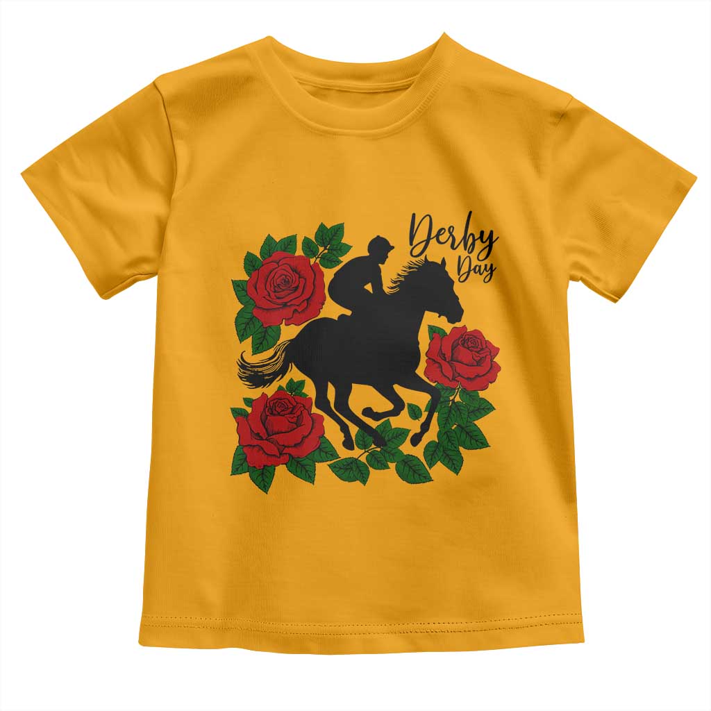 Vintage Jockey and Roses Horse Racing Graphic Toddler T Shirt Classic Derby Day Fan TS02 Gold Print Your Wear