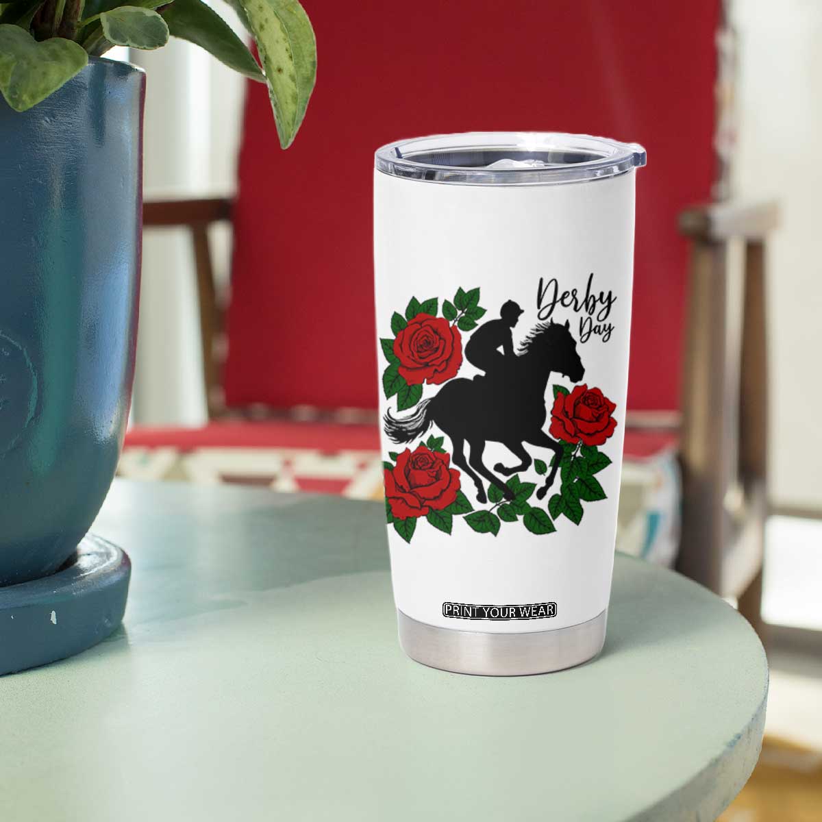 Vintage Jockey and Roses Horse Racing Graphic Tumbler Cup Classic Derby Day Fan TS02 Print Your Wear