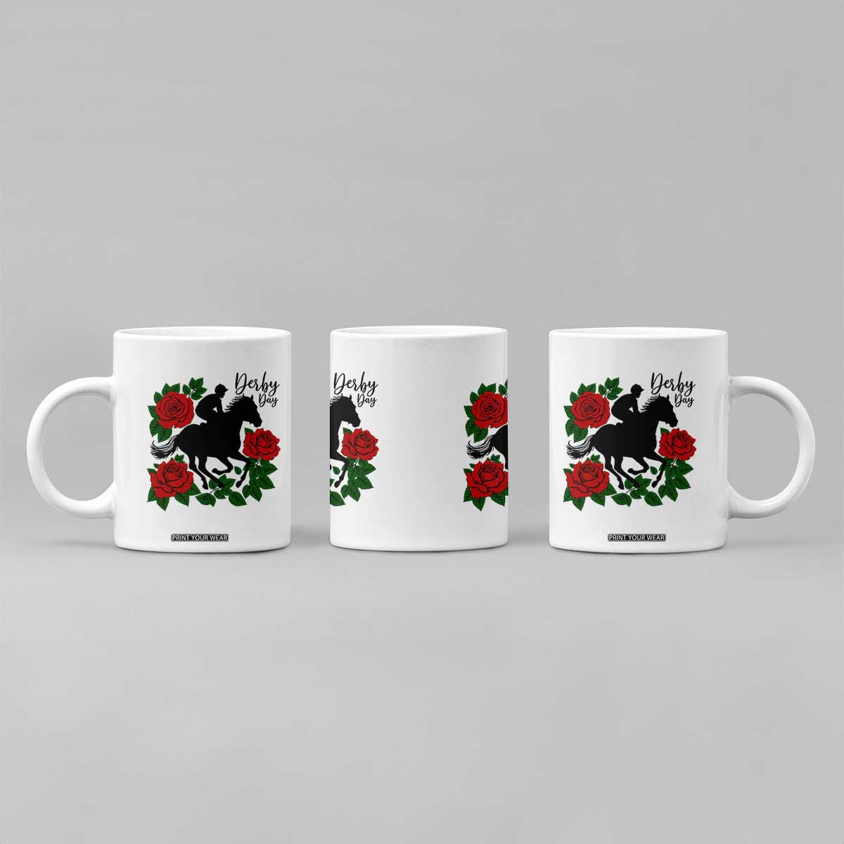 Vintage Jockey and Roses Horse Racing Graphic Coffee Mug Classic Derby Day Fan TS02 Print Your Wear