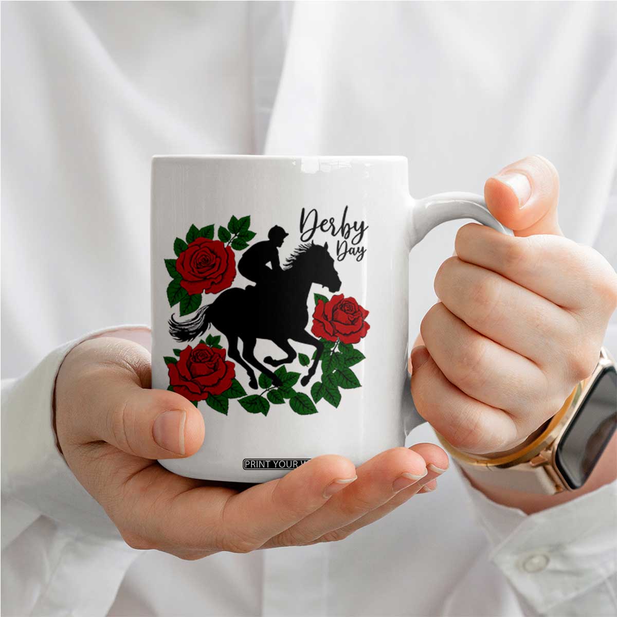 Vintage Jockey and Roses Horse Racing Graphic Coffee Mug Classic Derby Day Fan TS02 Print Your Wear