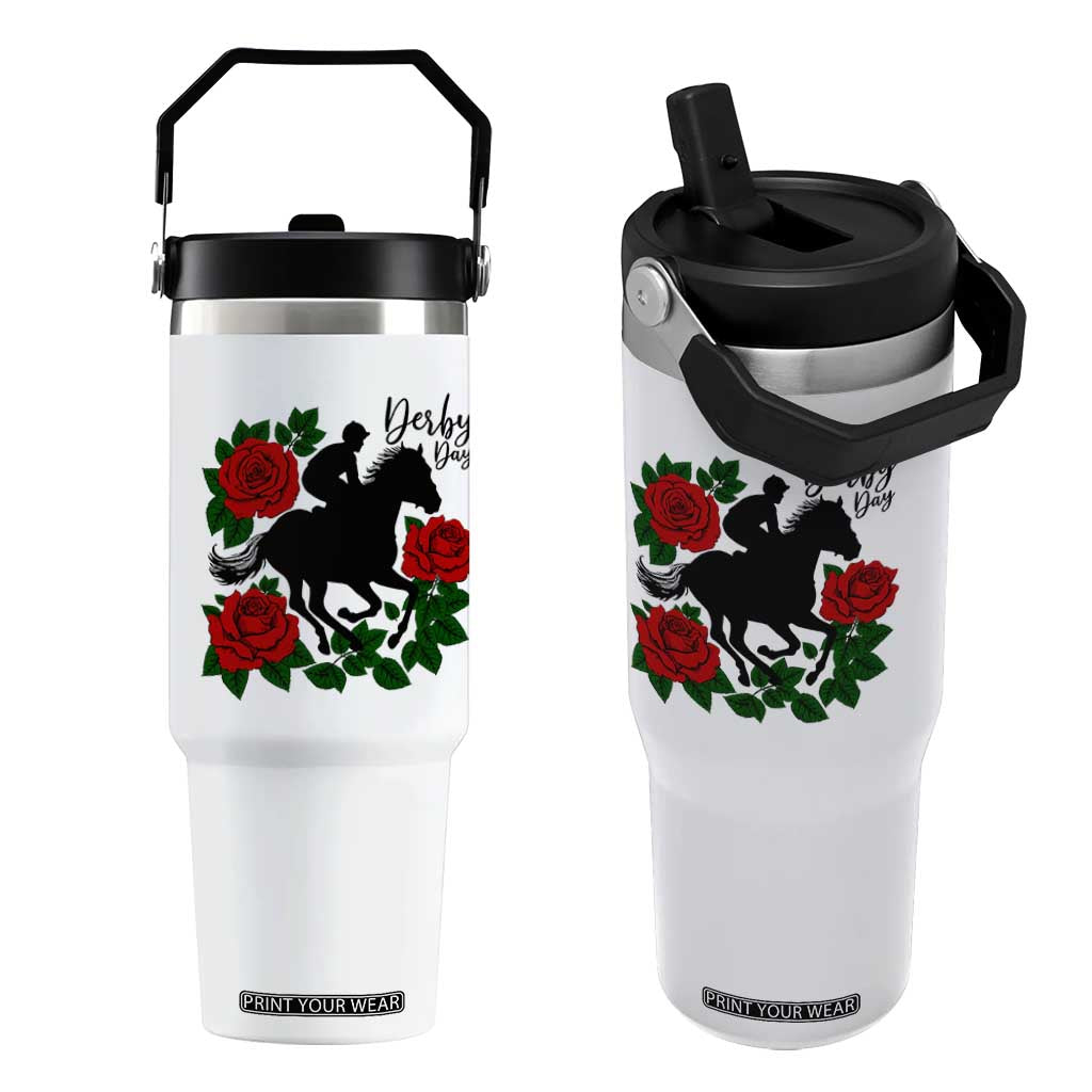 Vintage Jockey and Roses Horse Racing Graphic Flip Straw Tumbler Classic Derby Day Fan TS02 One Size: 30 oz White Print Your Wear
