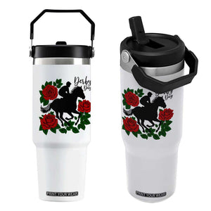 Vintage Jockey and Roses Horse Racing Graphic Flip Straw Tumbler Classic Derby Day Fan TS02 One Size: 30 oz White Print Your Wear