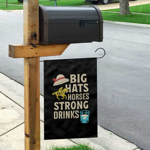 Big Hats Fast Horses Strong Drinks Retro Garden Flag Southern Derby Day Watch Party Graphic TS02 Print Your Wear